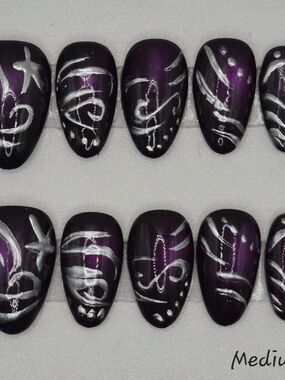 Medium Short Almond Press On Nails Enchanted Glyphs Handmade